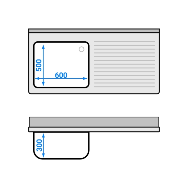 Evier ECO - 1400x700mm - avec 1 bac à gauche