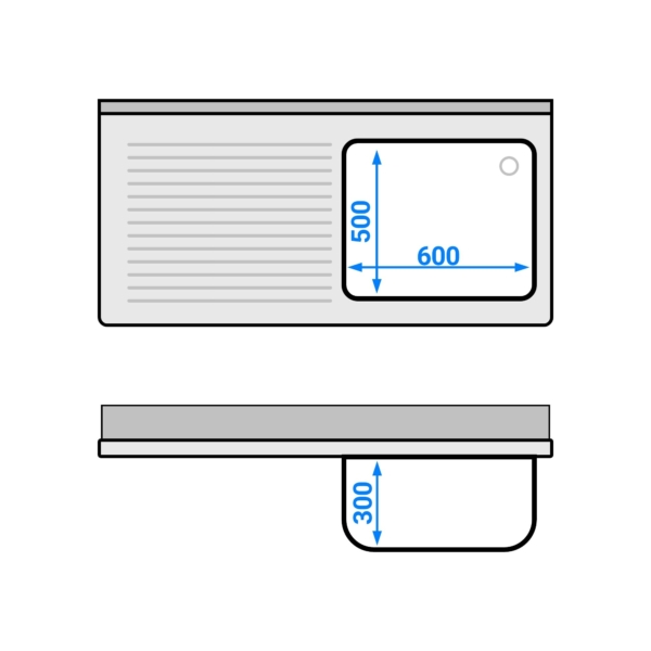 Evier ECO - 1400x700mm - avec 1 bac à droite