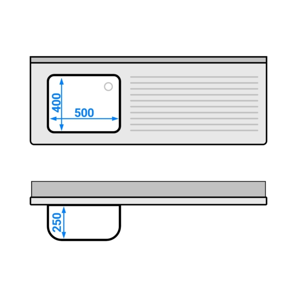 Evier PREMIUM - 1600x600mm - avec 1 bac à gauche