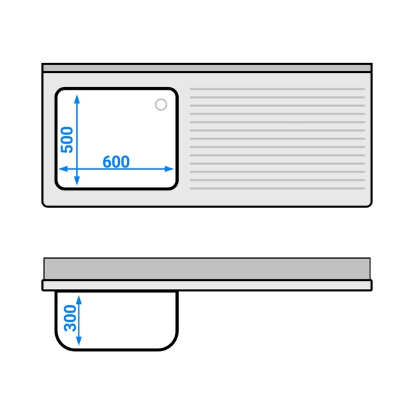 Evier ECO - 1600x700mm - avec 1 bac à gauche