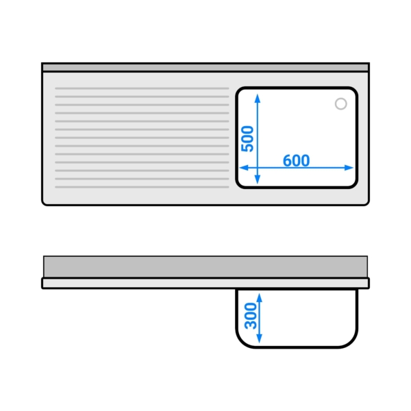 Evier ECO - 1600x700mm - avec 1 bac à droite