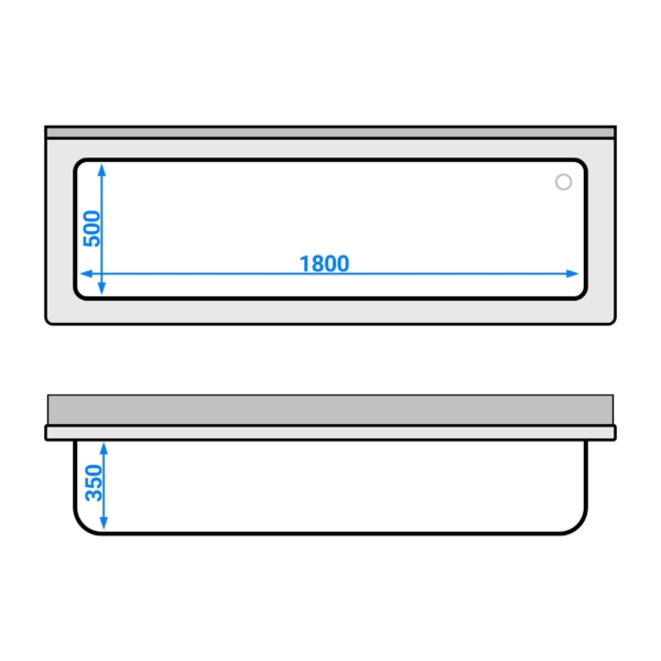 Evier à casseroles - 2000x700mm - avec 1 bac