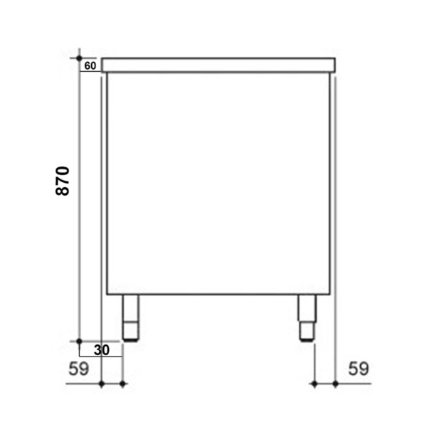 Armoire de travail en inox PREMIUM - 1600x600mm - avec porte coulissante sans rebord