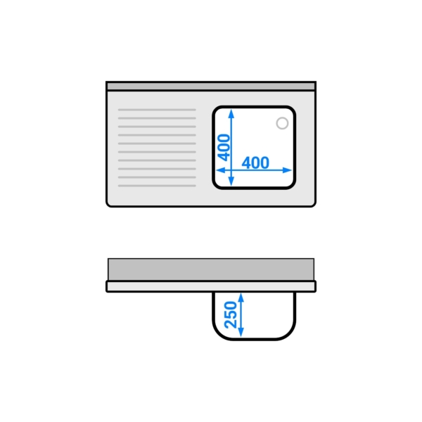 Evier PREMIUM - 1000x600mm - avec fond & 1 bac à droite