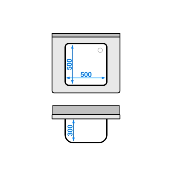 Evier PREMIUM - 800x700mm - avec fond & 1 bac