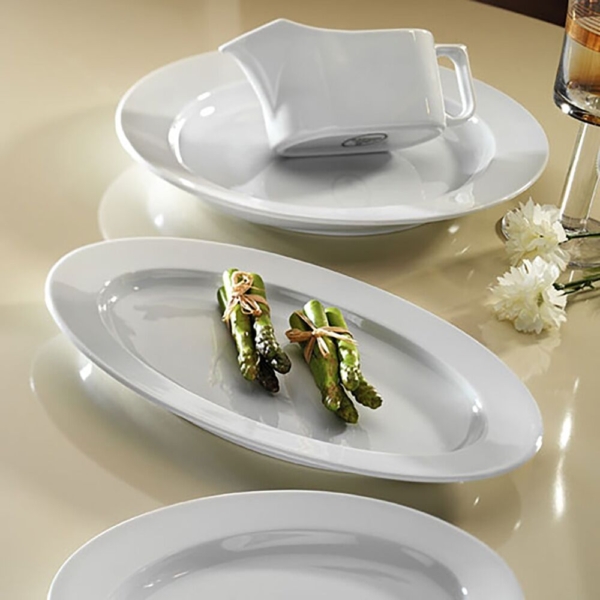 (24 pièces) PERA Blanc - Assiette ovale - Ø 18 cm