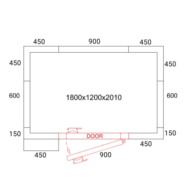 Chambre froide en acier inoxydable - 1800x1200mm - 2,65m³ - incl. Groupe de congélation & Lamelles