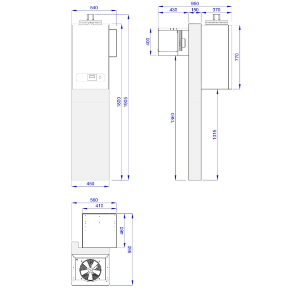 Chambre froide - 2100x1500mm - 4,2m³ - incl. Groupe de congélation & Lamelles