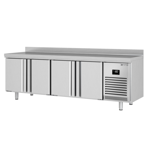 Table de congélation Premium PLUS - 2452x700mm - avec 4 portes & avec rebord