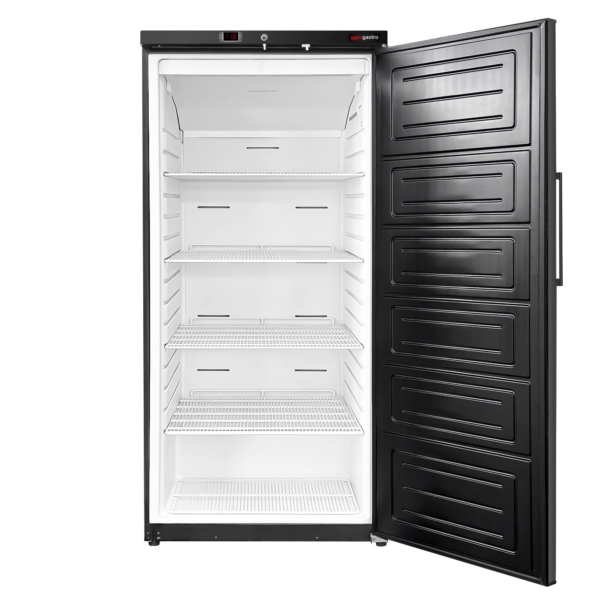 Congélateur de stockage en inox ECO - 600 Litres - avec 1 porte - intérieur de la porte en plastique - Noir