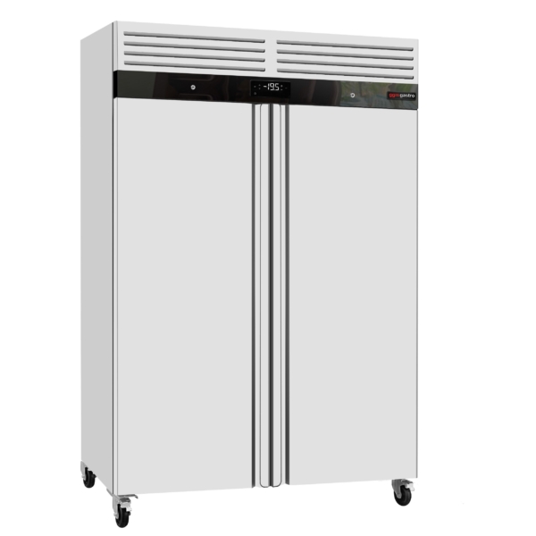 Congélateur en acier inoxydable ECO - GN 2/1 - 1400 litres - avec 2 portes en acier inoxydable - Intérieur des portes en plastique