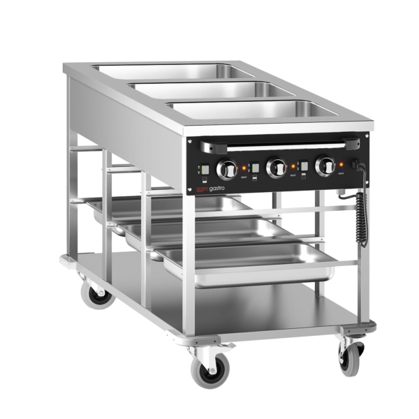 Chariot bain-marie - 3 x GN 1/1 - Température du bac réglable séparément