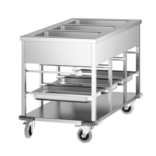 Chariot bain-marie - 3 x GN 1/1 - Température du bac réglable séparément