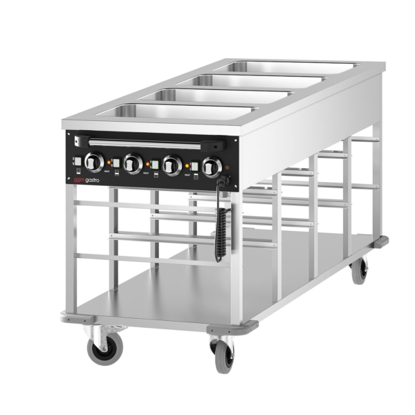 Chariot bain-marie - 4 x GN 1/1 - Température du bac réglable séparément