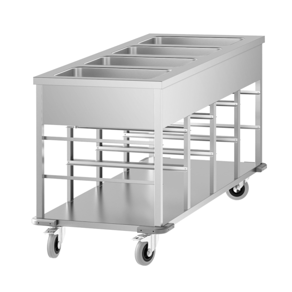 Chariot bain-marie - 4 x GN 1/1 - Température du bac réglable séparément