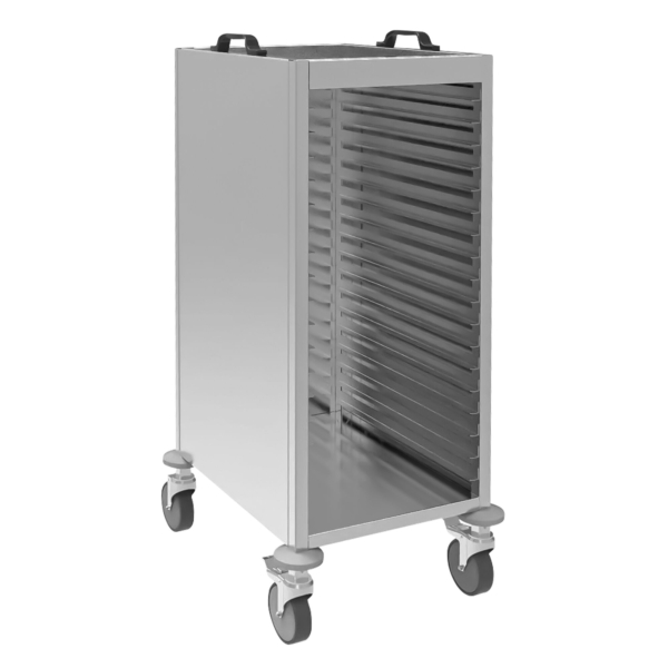 Chariot porte-plateaux inox - pour 18 plateaux de 28 x 40 cm