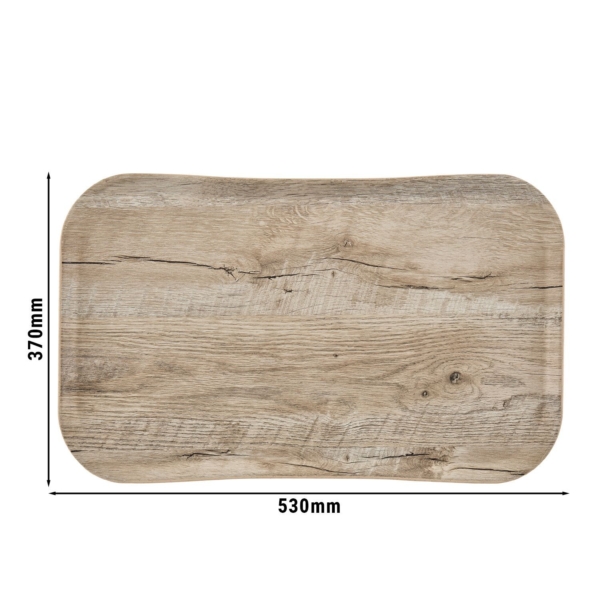 (12 pièces) CAMBRO | CENTURY™ - Plateau en fibre de verre - Rectangulaire - 530x370mm - Finition bois chêne clair - Lisse