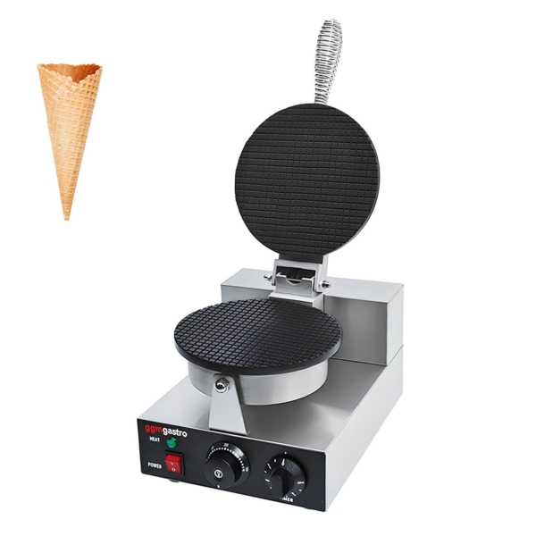 Gaufrier - Simple - 1,3kW - pour cornets de glace - Ø 190mm