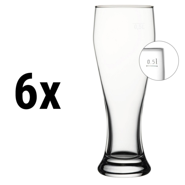 (6 pièces) Verre à bière de blé - BEER SPECIALS - 665 ml - calibré à 500 ml