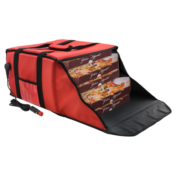 Sac à chaud/ Sac à pizza PRO - Sac de livraison chauffé - pour 4 boîtes à pizza 35x35cm - Rouge