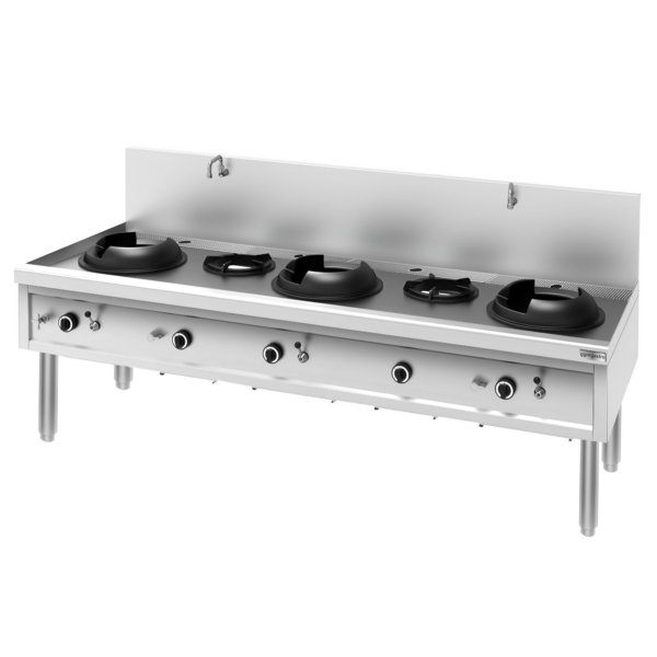 Cuisinière wok à gaz - 100 kW - 3+2 zones de cuisson