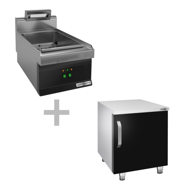 Chauffe-frites - 1,17 kW - 1x GN 1/1 - incl. soubassement avec 1 porte