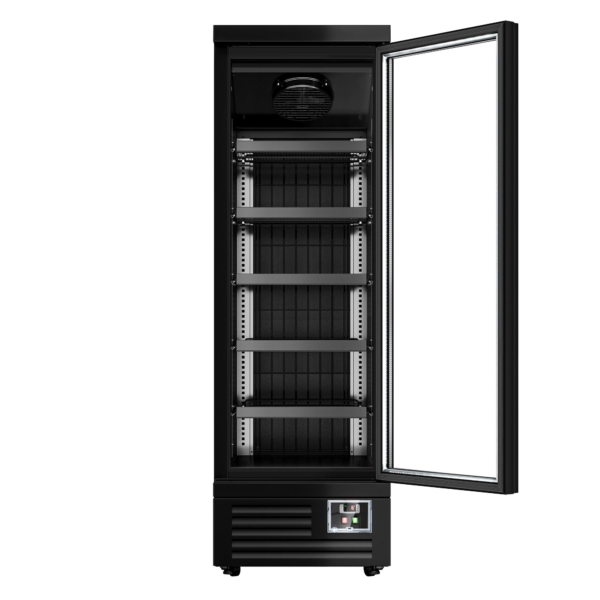 Étagère réfrigérée murale - 630mm - 443 litres - avec éclairage LED, porte vitrée isolée et 5 étagères