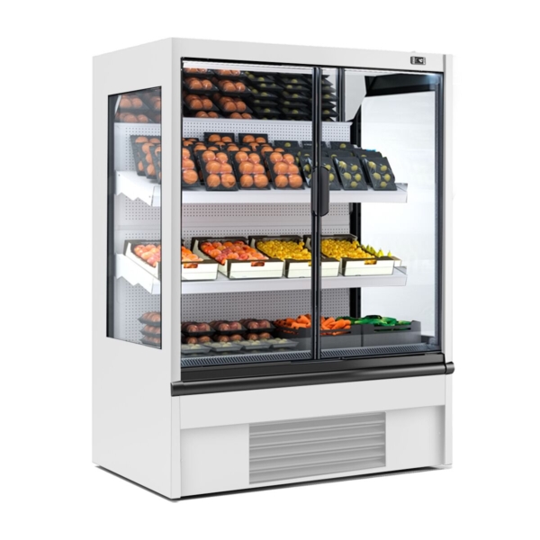 Vitrine réfrigérée murale - 1330mm - 569 litres - avec éclairage LED, portes vitrées isolées & 2 étagères