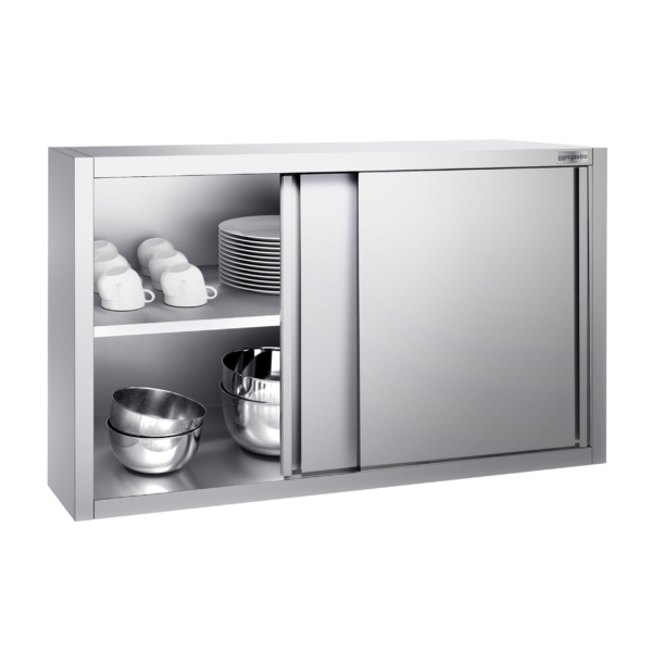 Armoire murale en inox PREMIUM - 1200x400mm - avec porte coulissante - hauteur 800mm