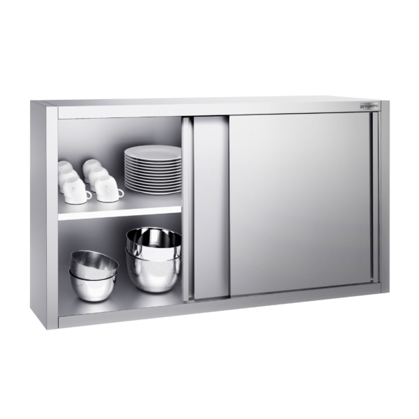 Armoire murale en inox PREMIUM - 1400x400mm - avec porte coulissante - hauteur 1000mm