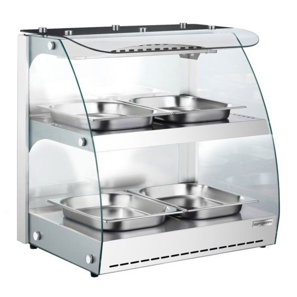 Vitrine chauffante - 620mm - avec 2 étagères - Inox