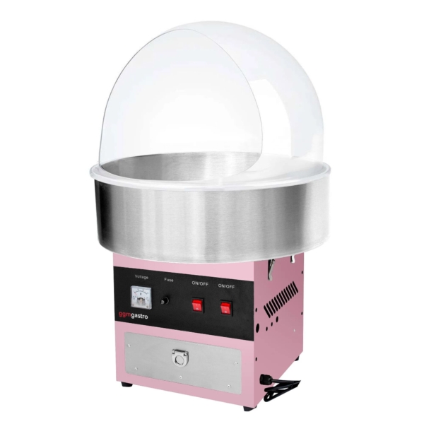 Machine à sucre filé - Ø 520mm - 950 Watts - Rose - avec protection anti-éclaboussures