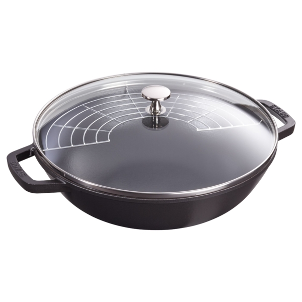 STAUB | SPECIALITIES - Wok avec couvercle en verre - Ø 300mm - Fonte - Noir