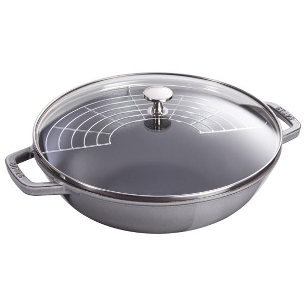 STAUB | SPECIALITIES - Wok avec couvercle en verre - Ø 300mm - Fonte - Gris graphite