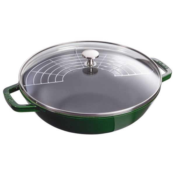 STAUB | SPECIALITES - Wok avec couvercle en verre - Ø 300mm - Fonte - Vert basilic