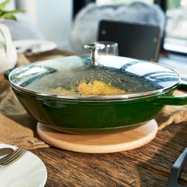 STAUB | SPECIALITES - Wok avec couvercle en verre - Ø 300mm - Fonte - Vert basilic