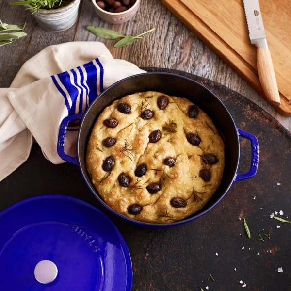 STAUB | BRAISERS - Cocotte avec Chistera Drop-Structure - 280mm - Fonte - Bleu foncé