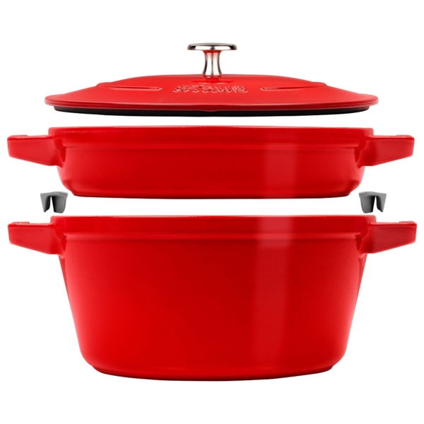 STAUB | STACKABLE SET - Set de casseroles - 2 pcs - Ø 240mm - Fonte - Rouge cerise