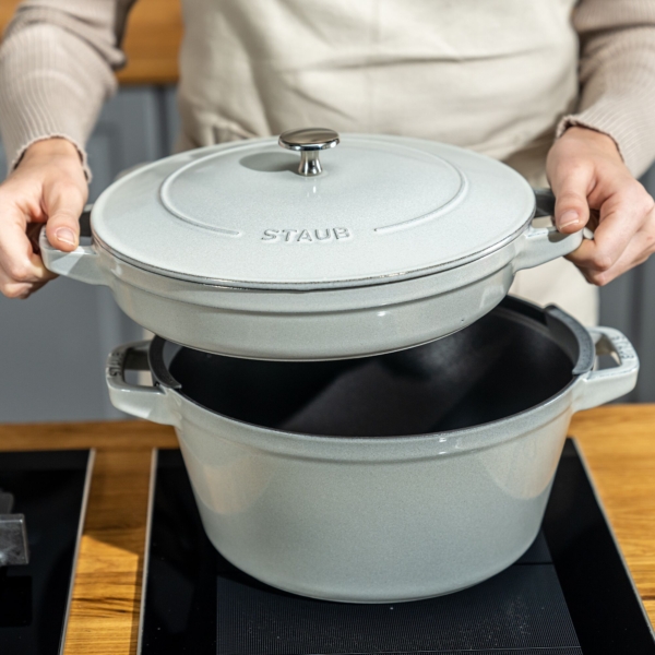 STAUB | STACKABLE SET - Set de casseroles - 2 pcs - Ø 240mm - Fonte - Truffe blanche