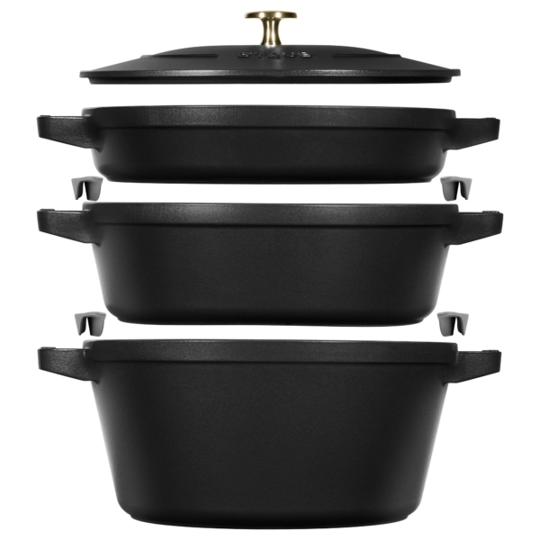 STAUB | STACKABLE SET - Set de casseroles - 3 pcs - Ø 240mm - Fonte - Noir