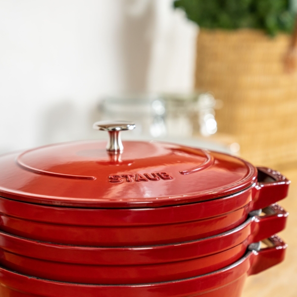 STAUB | STACKABLE SET - Set de casseroles - 3 pcs - Ø 240mm - Fonte - Rouge cerise