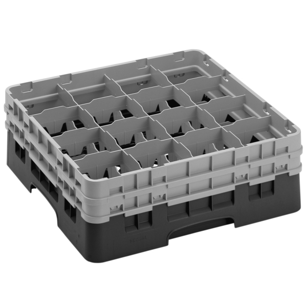 CAMBRO | CAMRACK® - Panier à verres 1/1 - 16 compartiments - avec 2 extensions - 500x500mm - Noir