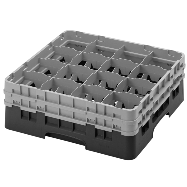 CAMBRO | CAMRACK® - Panier à verres 1/1 - 16 compartiments - avec 2 extensions - 500x500mm - Noir