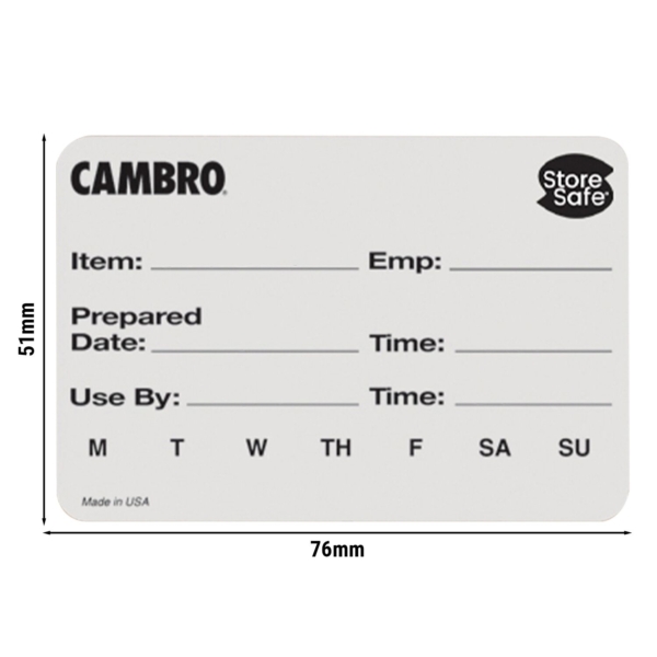 (24 pièces) CAMBRO | StoreSafe® Étiquettes rotatives - 250 étiquettes par rouleau