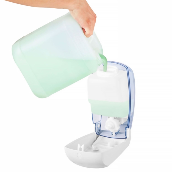 AIR-WOLF | Distributeur de savon avec bouton-poussoir - 1000ml - plastique ABS - Blanc