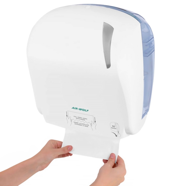 AIR-WOLF | Distributeur d'essuie-mains en rouleau Autocut - plastique ABS - Blanc