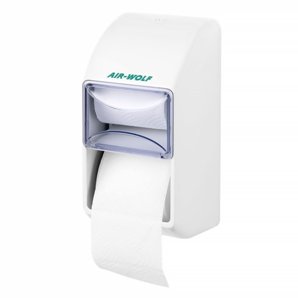 AIR-WOLF | Distributeur de papier toilette pour 2 rouleaux ménagers - plastique ABS - Blanc