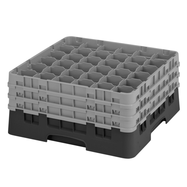 CAMBRO | CAMRACK® - Panier à verres 1/1 - 36 compartiments - avec 3 extensions - 500x500mm - Noir