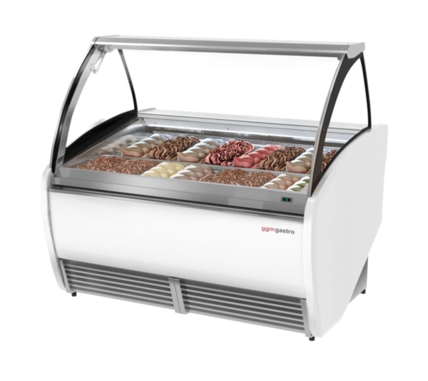 Comptoir à glace LEO - 1640mm - à air pulsé - pour 16x 5 litres de bacs à glace - Blanc