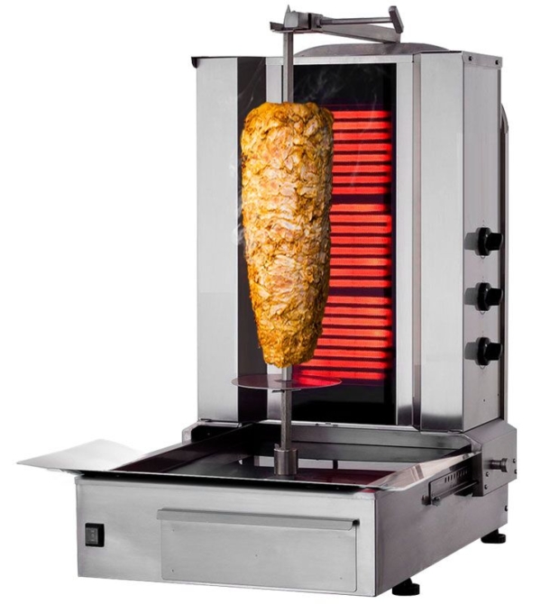 Grill électrique pour gyros/döner - 3 brûleurs - max. 40 kg - portes battantes incluses